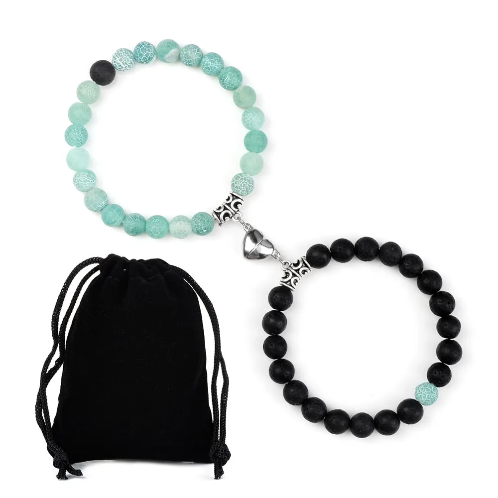 2pcs/set Couple Distance Beads Bracelet Natural Stone Bracelets