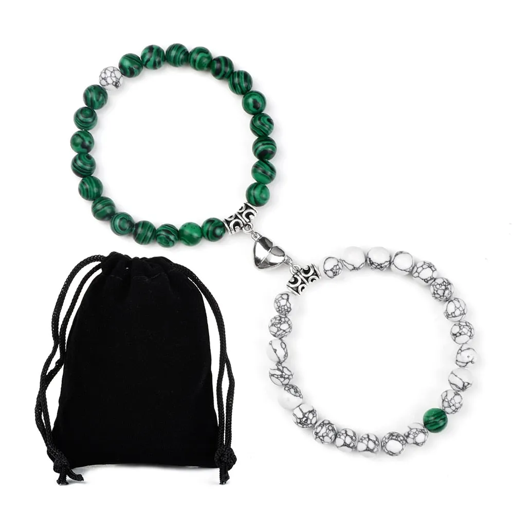 2pcs/set Couple Distance Beads Bracelet Natural Stone Bracelets