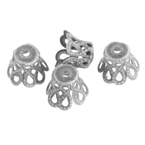 Antiqued silver plated brass finish bead cap. 7x9mm. Pkg of 6. b9-0694-2s