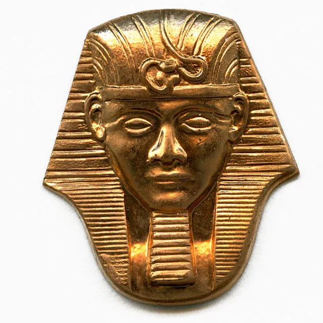 b9-0909-Vintage red brass King Tut stamping 26x22mm pkg of 2