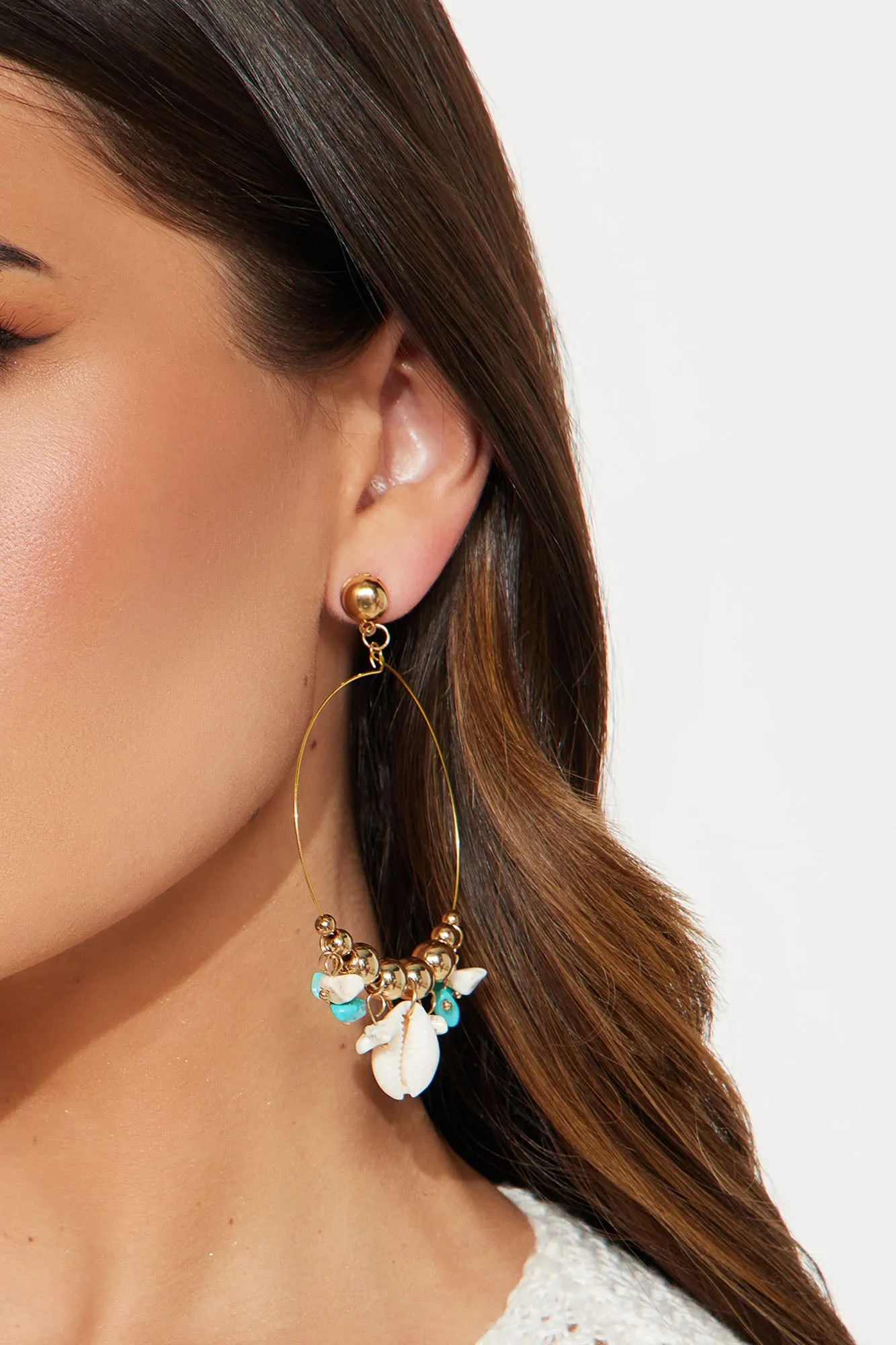 Beaded Bliss Hoop Earrings - Turquoise/combo
