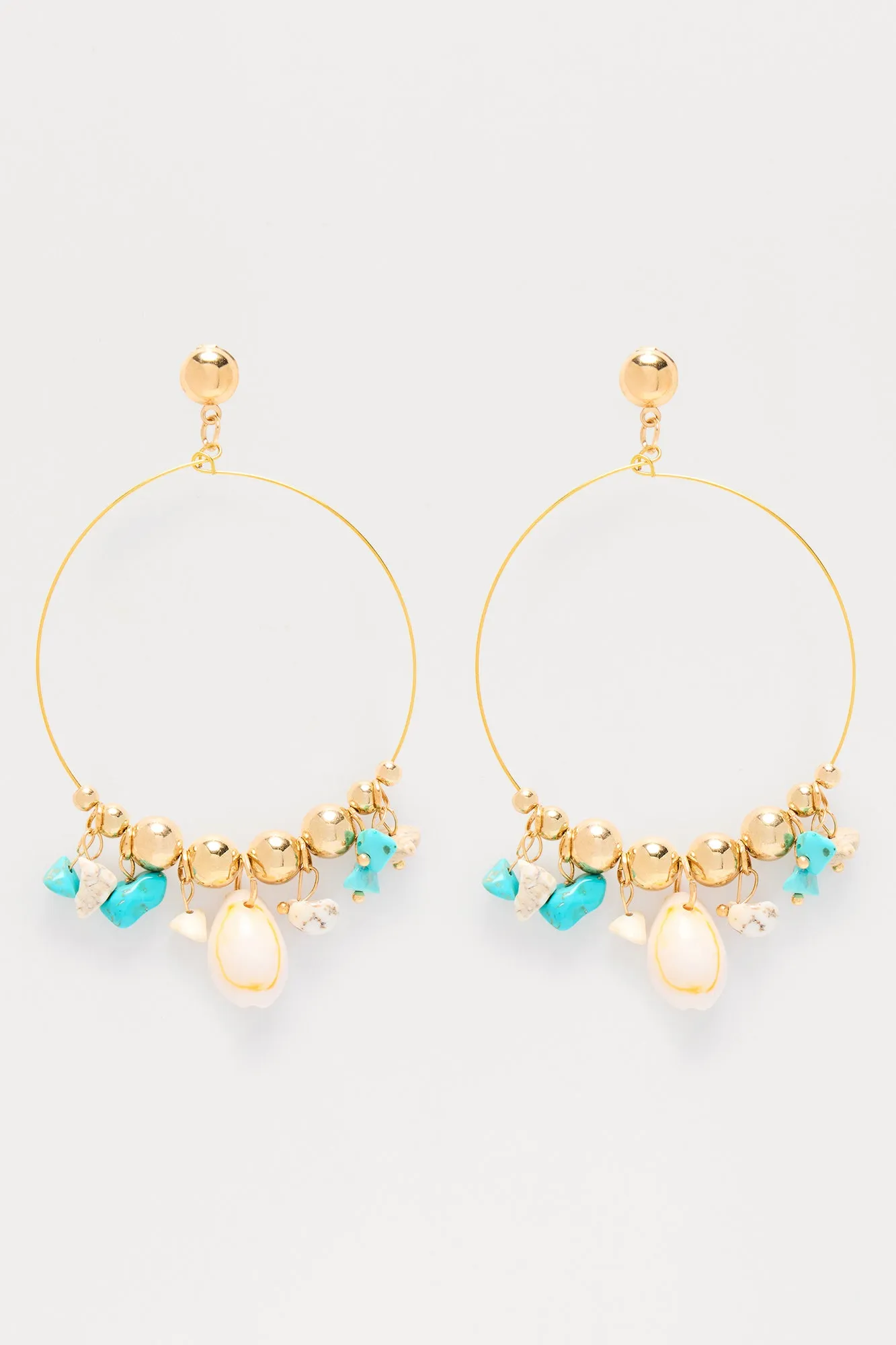 Beaded Bliss Hoop Earrings - Turquoise/combo