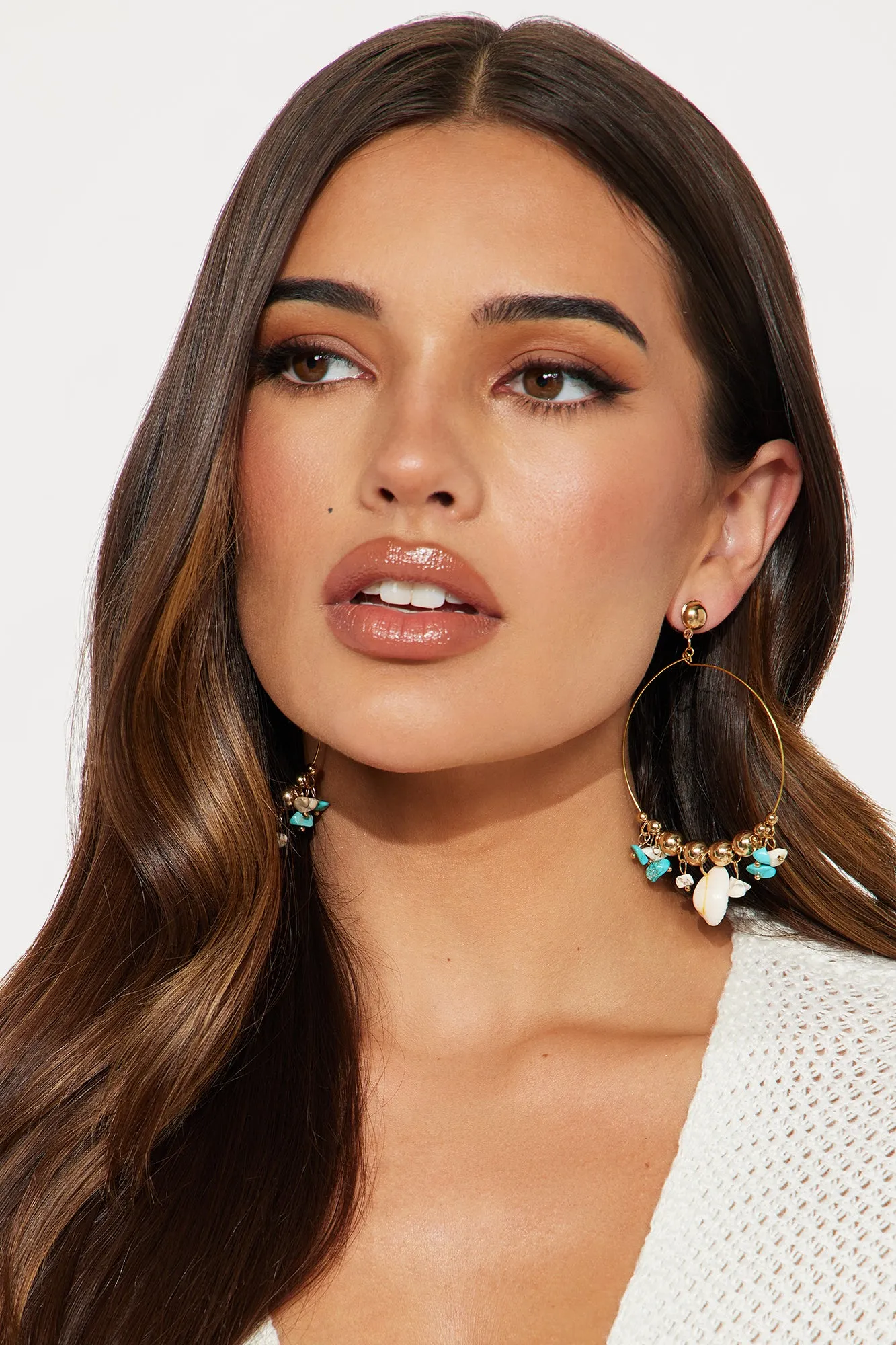 Beaded Bliss Hoop Earrings - Turquoise/combo