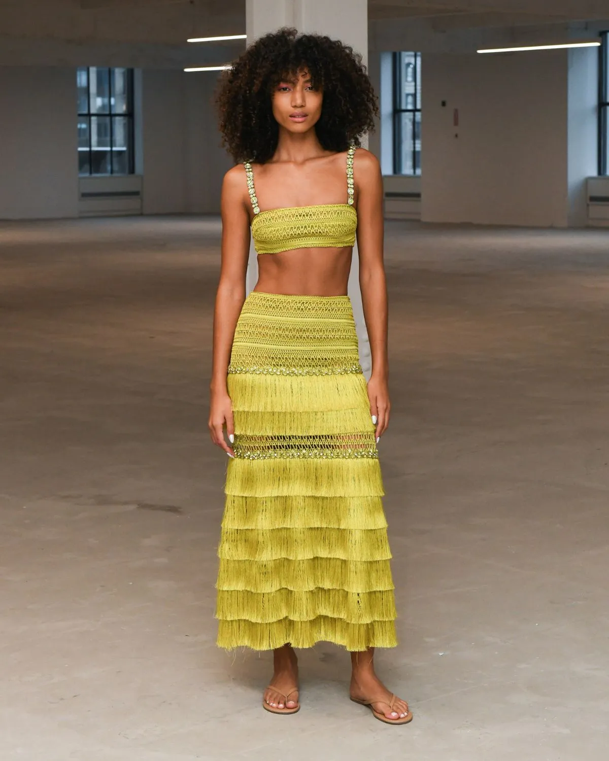 Beaded Woven Cropped Top