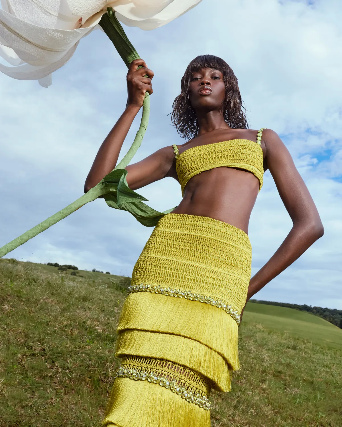Beaded Woven Cropped Top