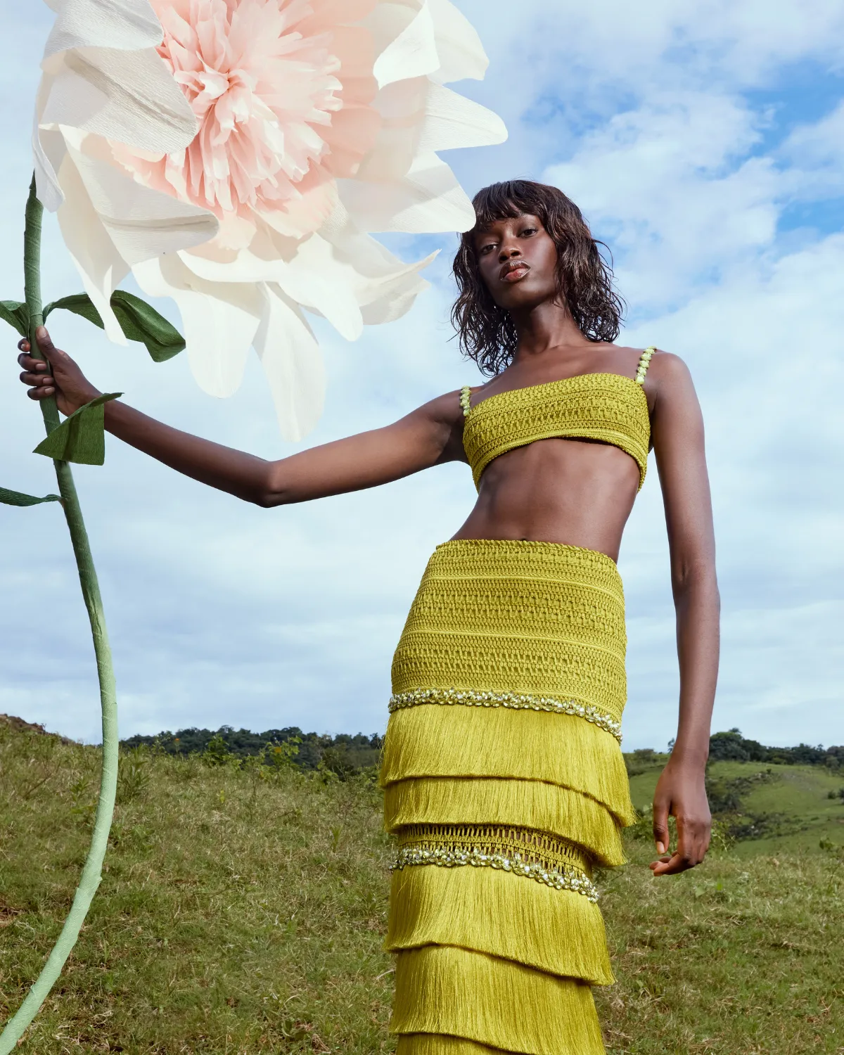 Beaded Woven Cropped Top