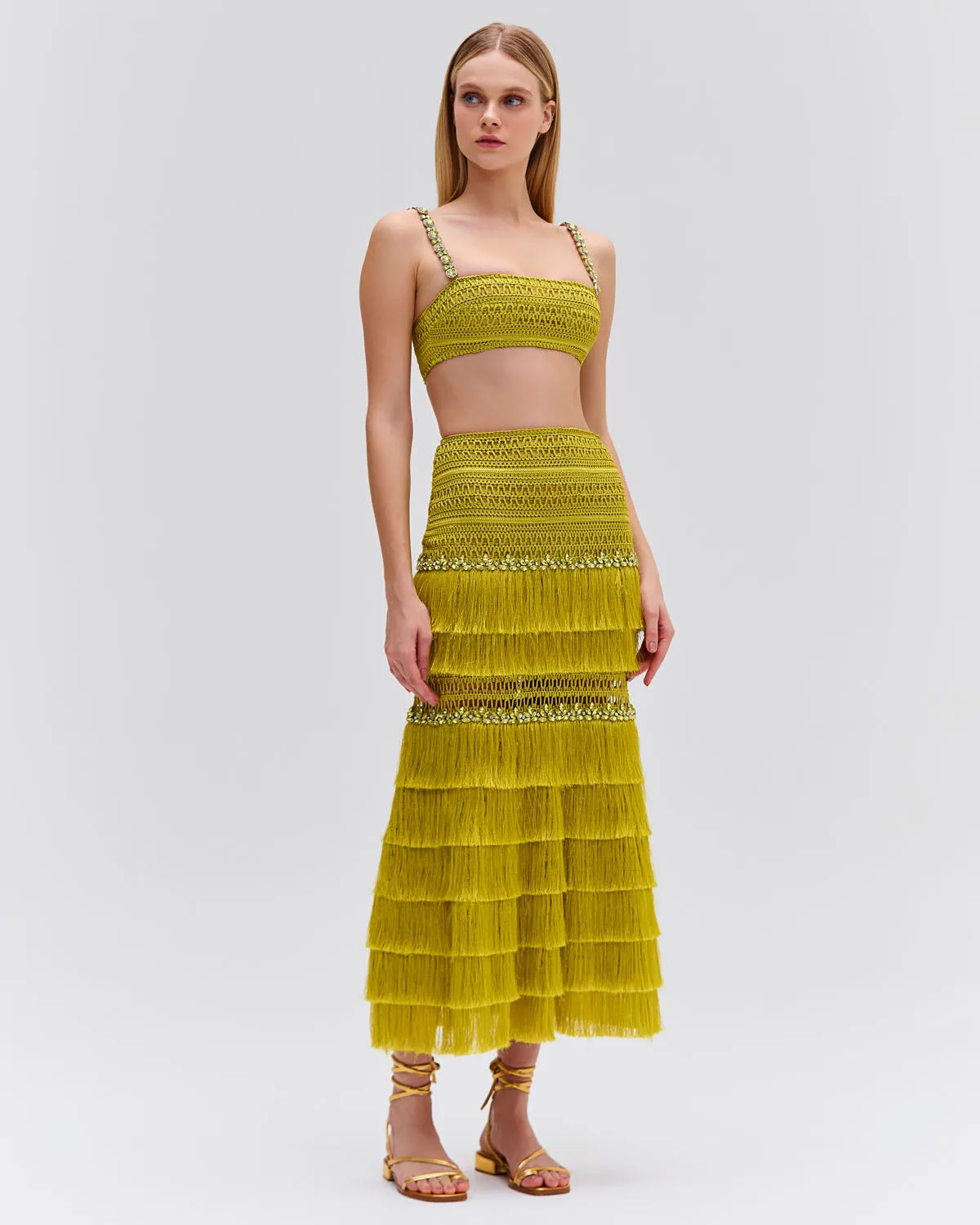 Beaded Woven Cropped Top