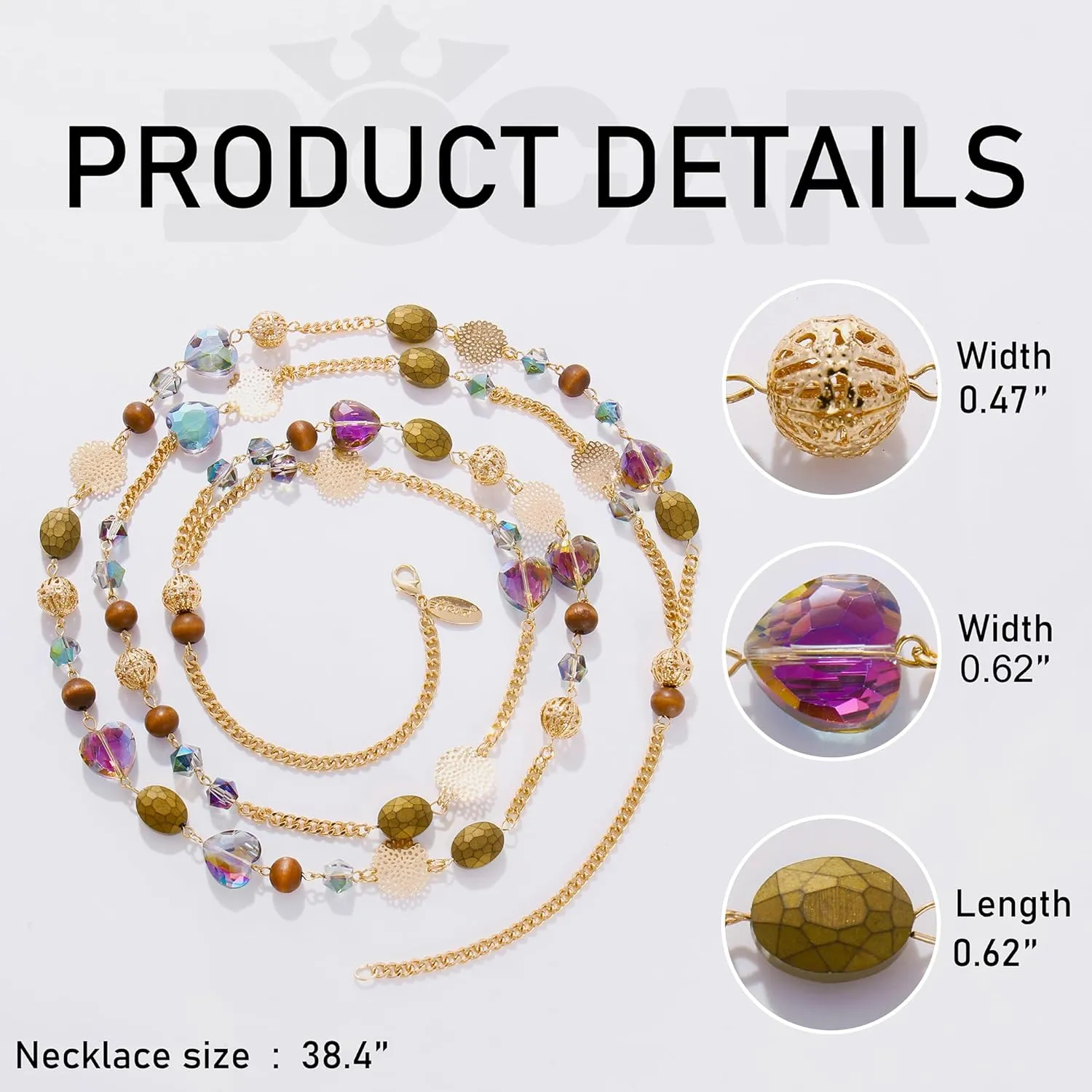 Bocar Long Necklaces for Women Trendy, Boho Layered Crystal Beaded Collar Necklaces for Women, Fashion Statement Necklaces Jewelry