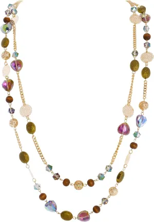 Bocar Long Necklaces for Women Trendy, Boho Layered Crystal Beaded Collar Necklaces for Women, Fashion Statement Necklaces Jewelry