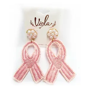 Breast Cancer Ribbon Earrings -  Post