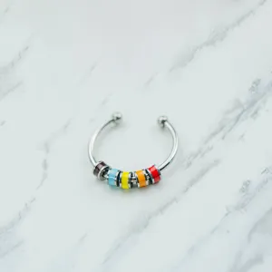Colourful Enamel Beaded Rotatable Fidget Spinner Chain Ring