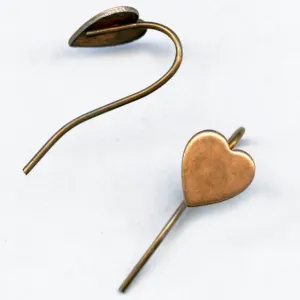 Copper over steel ear wire with stamped heart package of 10. b9-0946(e)