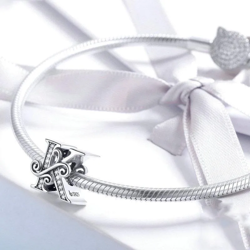 Diy Zircon Beaded Bracelet With 26 Letters Beads Style - Z