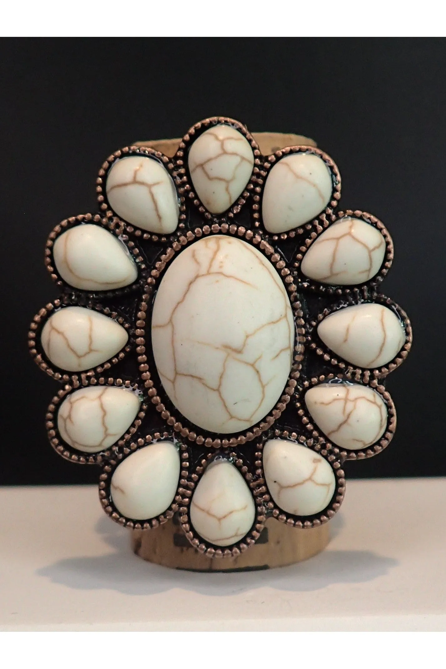 Emma Copper And White Stone Stretch Cross Bracelet