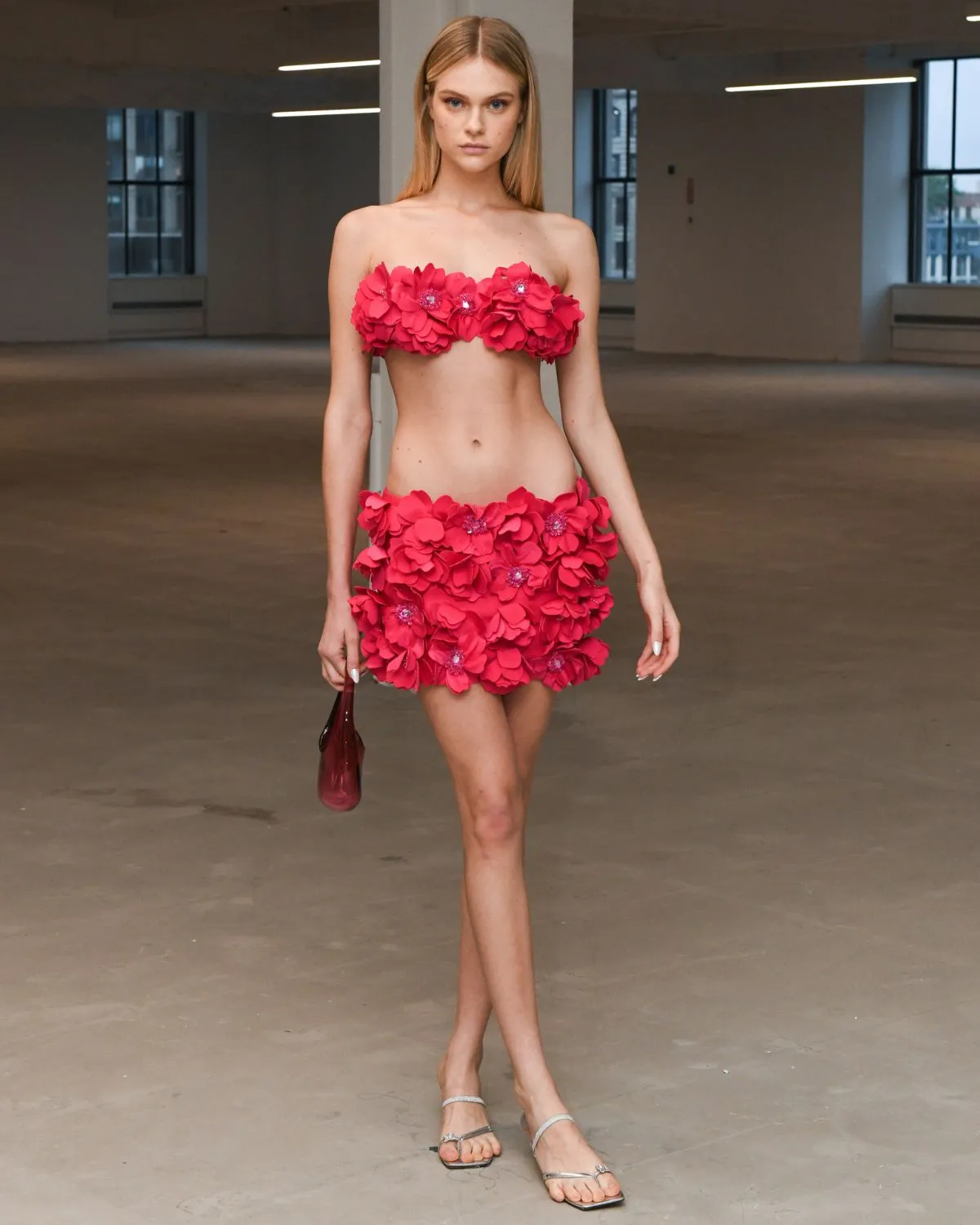 Hand-Embroidered 3D Flower Top