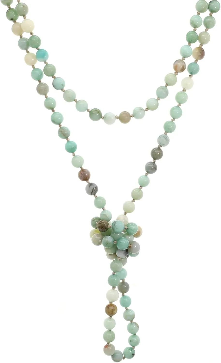 JNF Long Natural Stone necklace Semi-Precious Beaded Necklace for Women Men Handmade Multi Layer Versatile Long Wrap Strands Necklace