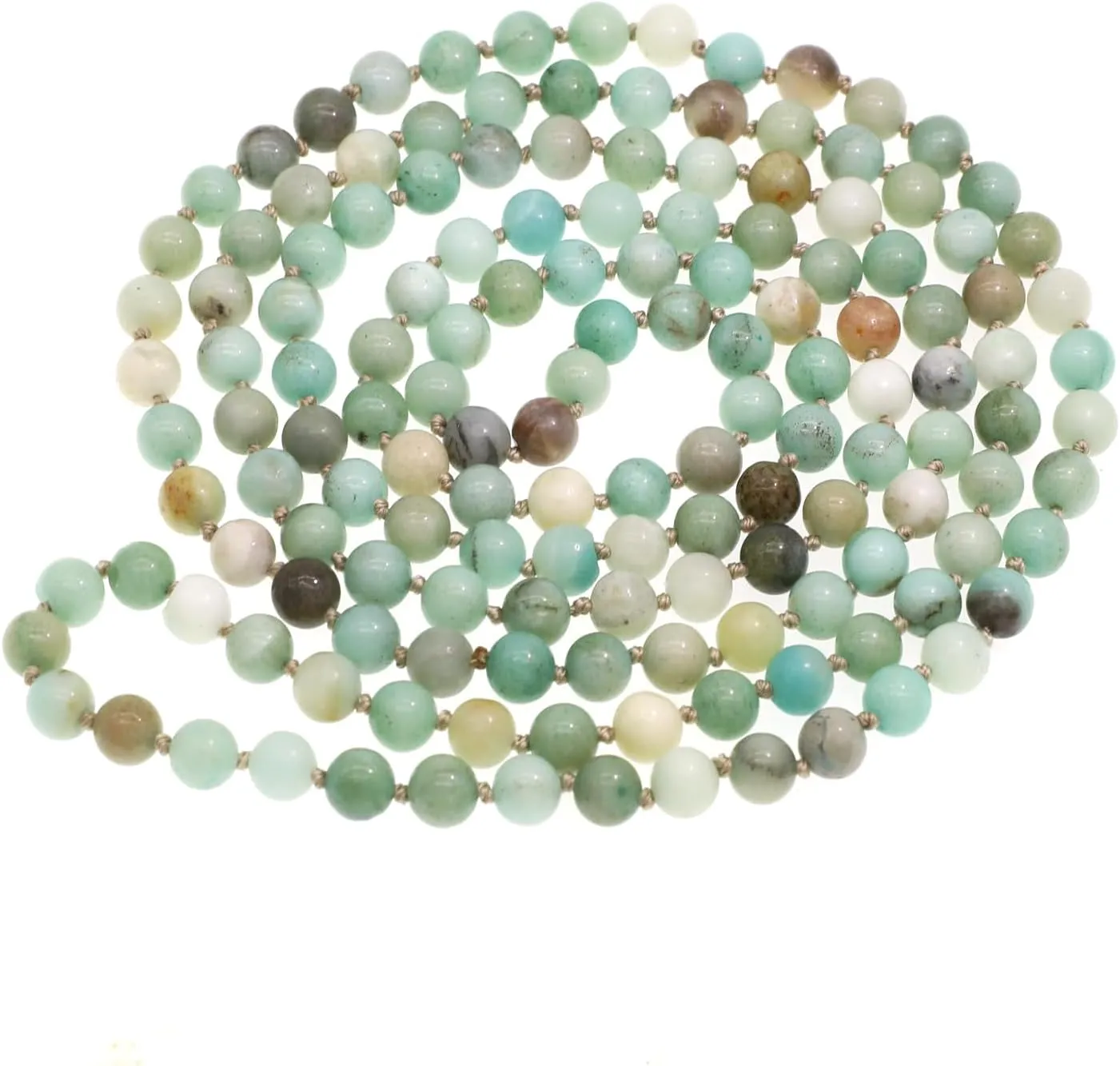 JNF Long Natural Stone necklace Semi-Precious Beaded Necklace for Women Men Handmade Multi Layer Versatile Long Wrap Strands Necklace