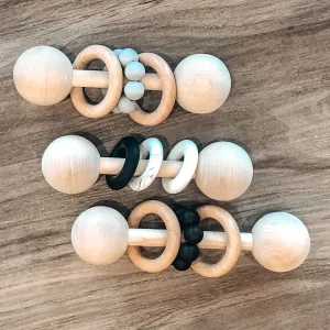 Little e Designs Wood and Silicone Baby Rattle