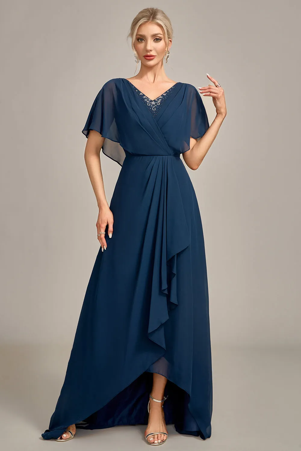 Luolandi A-Line Asymmetrical Sequins Mother of the Bride Dress With Beading Floor Length