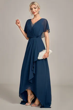 Luolandi A-Line Asymmetrical Sequins Mother of the Bride Dress With Beading Floor Length