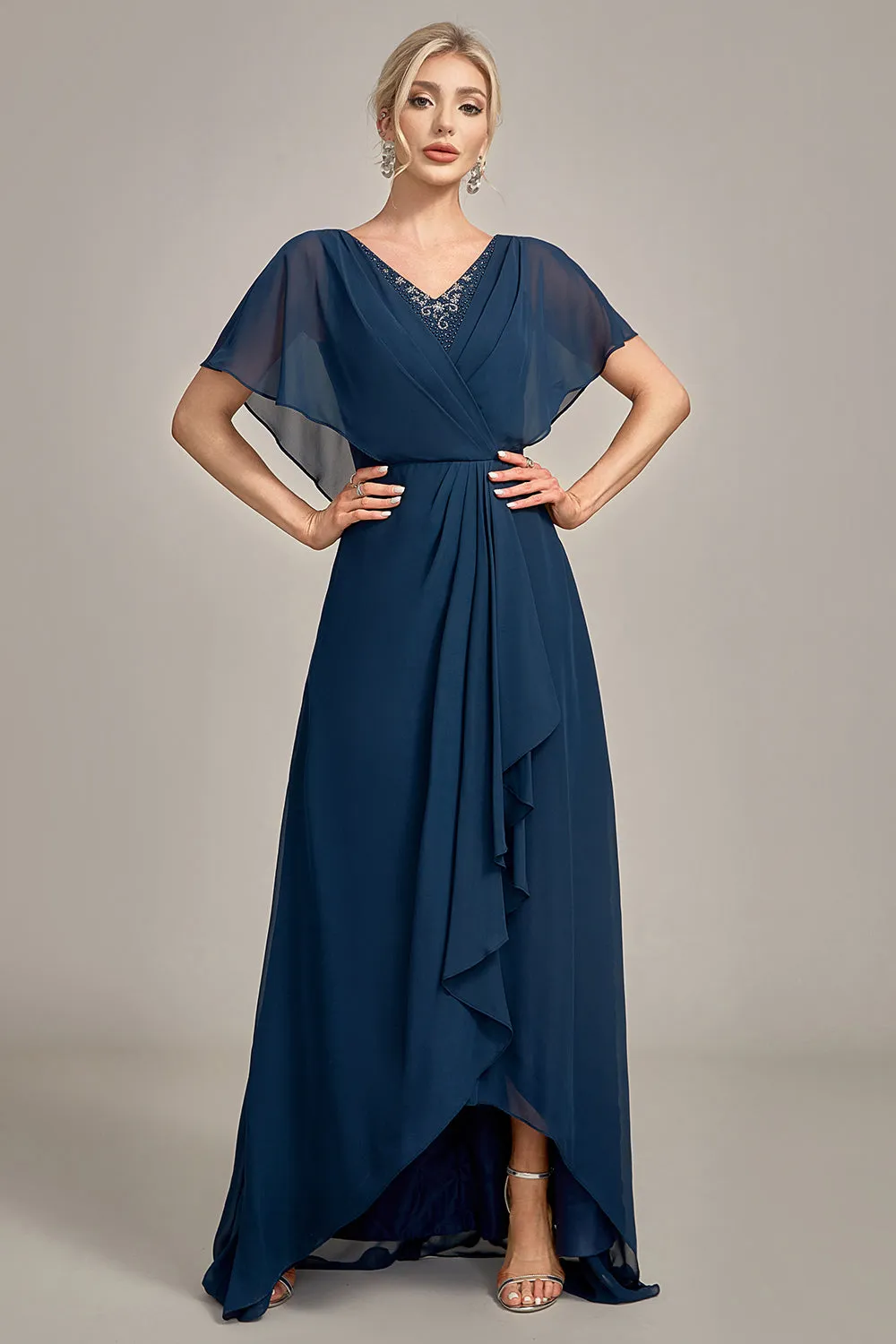 Luolandi A-Line Asymmetrical Sequins Mother of the Bride Dress With Beading Floor Length