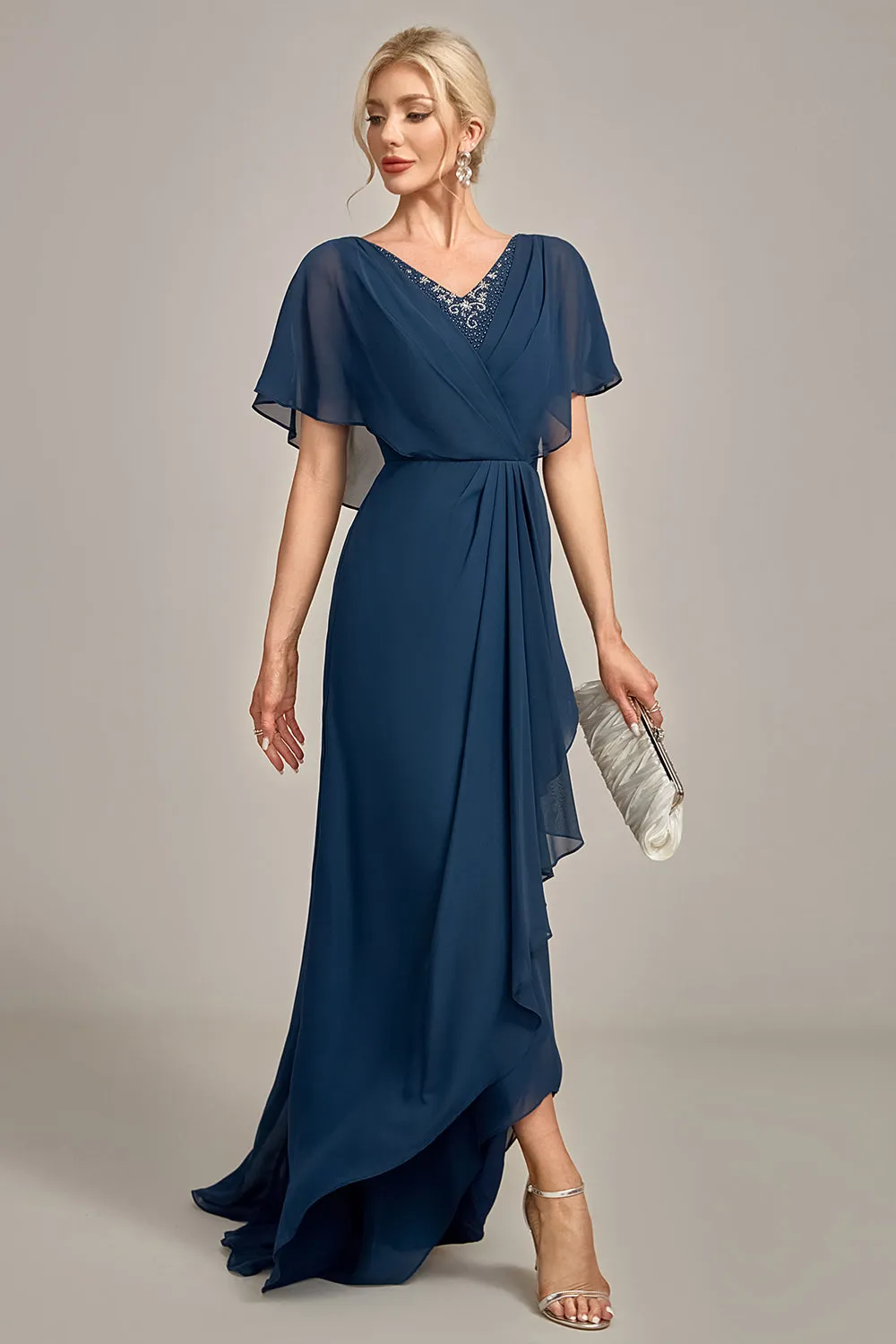 Luolandi A-Line Asymmetrical Sequins Mother of the Bride Dress With Beading Floor Length