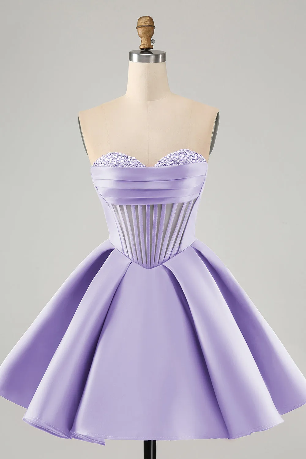 Luolandi Cute A Line Sweetheart Corset Short Homecoming Dress with Beading Party Dress