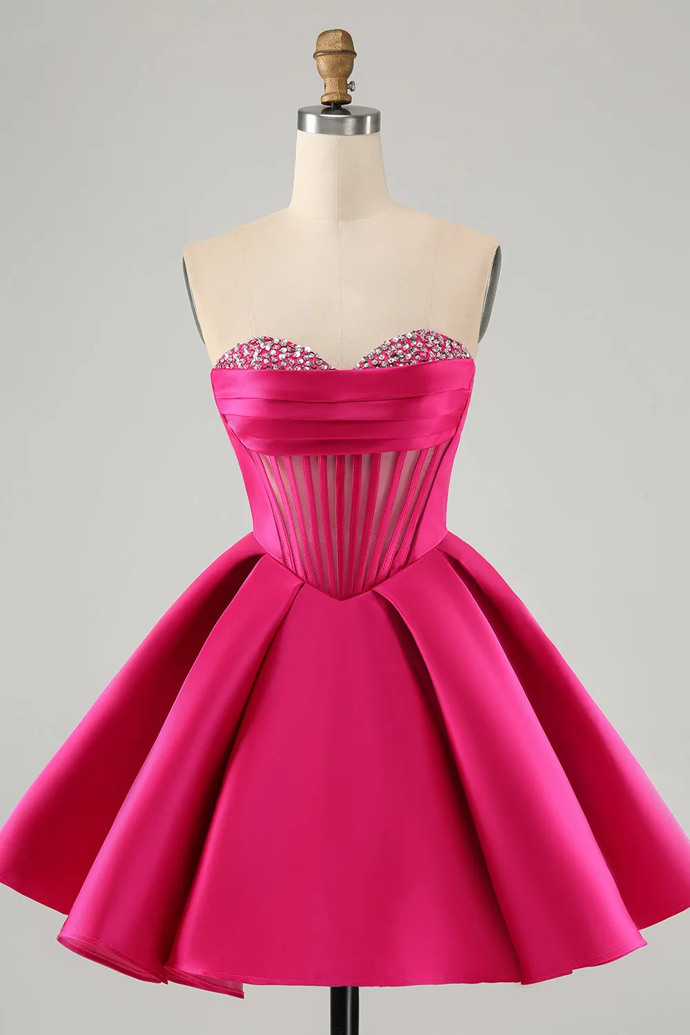 Luolandi Cute A Line Sweetheart Corset Short Homecoming Dress with Beading Party Dress