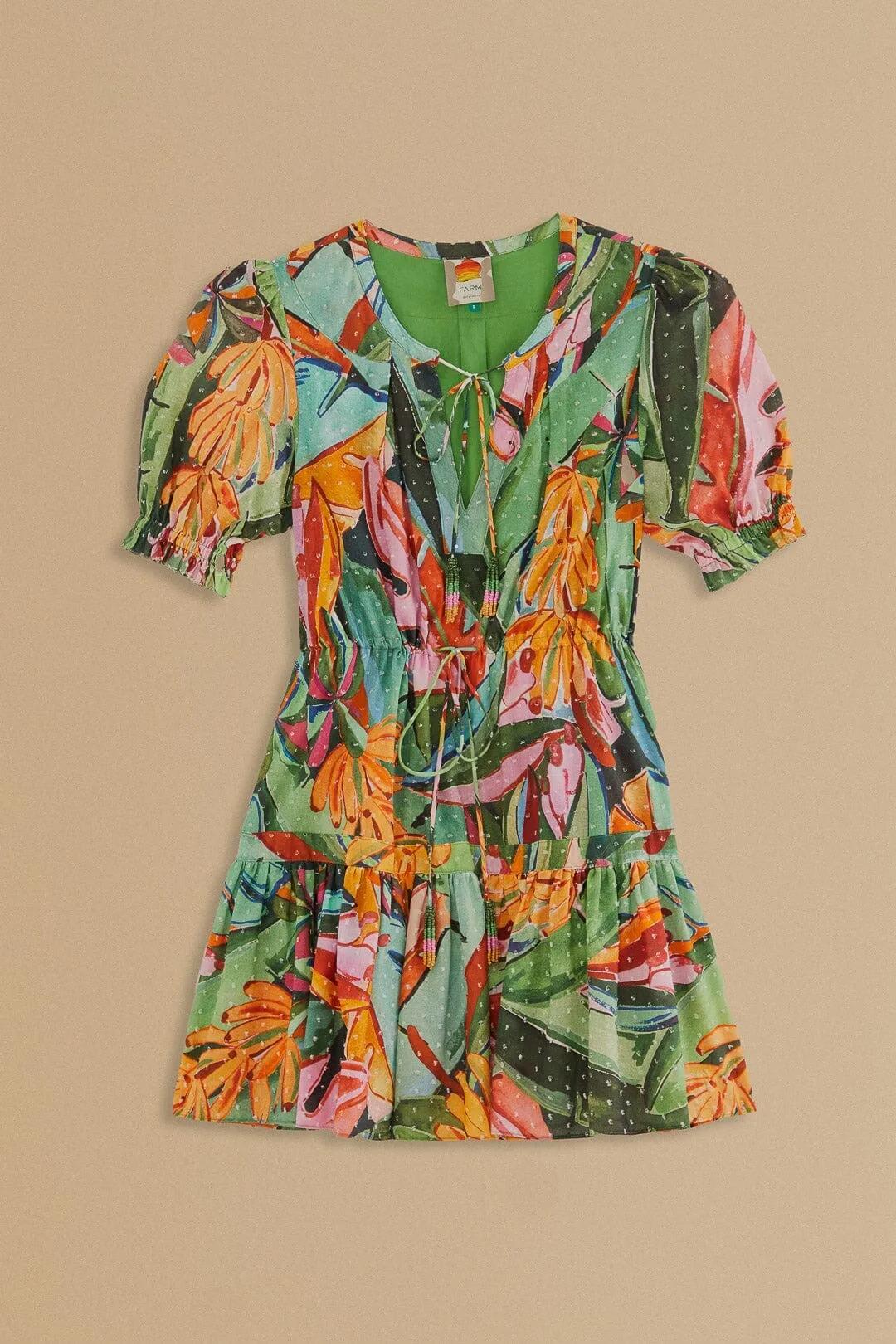 Multicolor Banana Foliage Short Sleeve Mini Dress