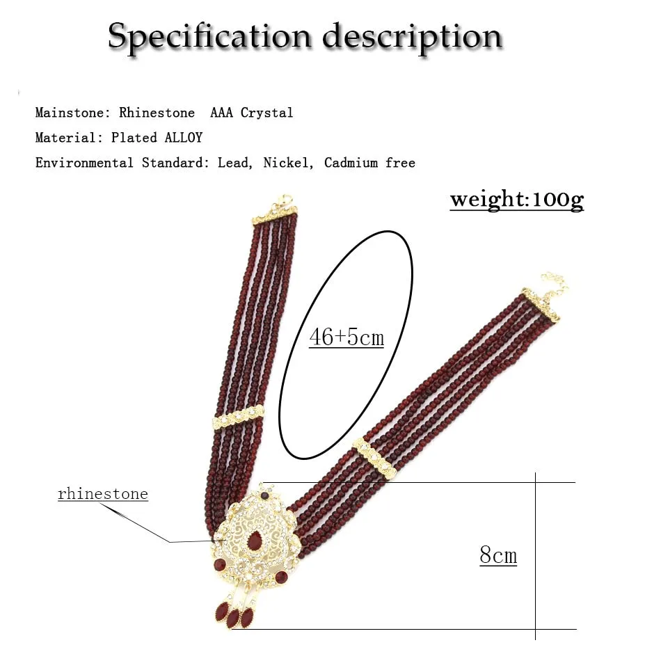 Neovisson High Quality Natural Stone Beaded Necklace Drop Earring Morocco Bride Wedding Jewelry Set Women Favorite Gift