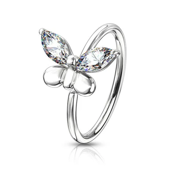 Nose Ring - Butterfly Cubic Zirconia