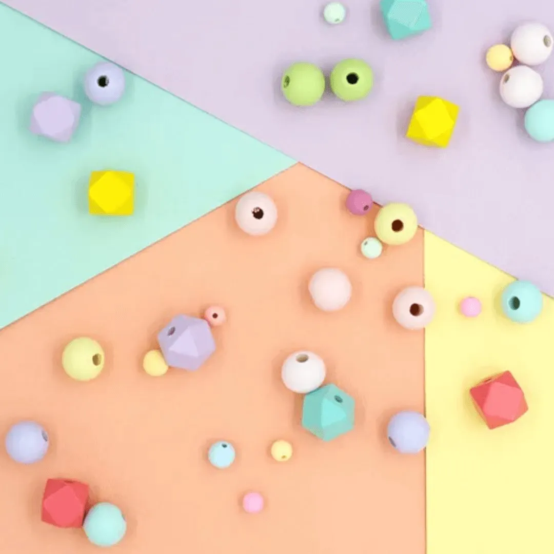 Pastel Round 15mm Wood Beads 18 Pieces