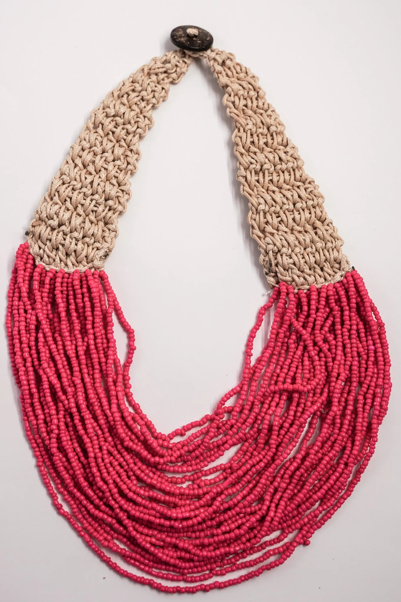 Pink Beaded Rattan Necklace