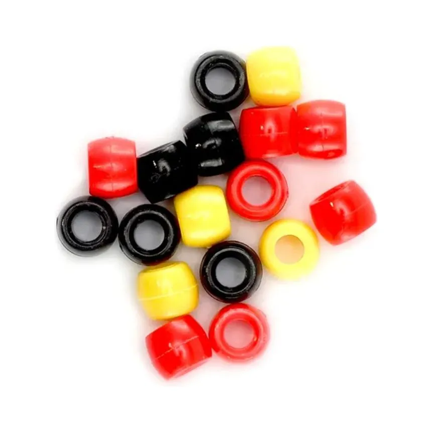 Pony Beads 9mm Red/Yellow/Black 50g