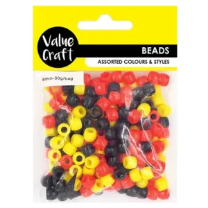 Pony Beads 9mm Red/Yellow/Black 50g