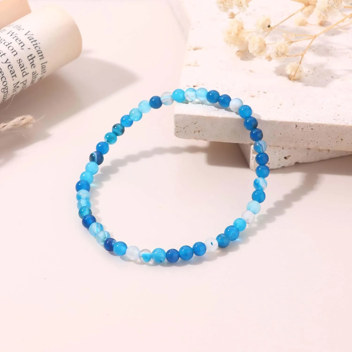 SONNYX Crystal Bracelets for Women Men - 4MM Natural Stone Gemstone Beaded Bracelet Stretch Beads Bracelets Amethyst Jewelry