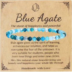 SONNYX Crystal Bracelets for Women Men - 4MM Natural Stone Gemstone Beaded Bracelet Stretch Beads Bracelets Amethyst Jewelry